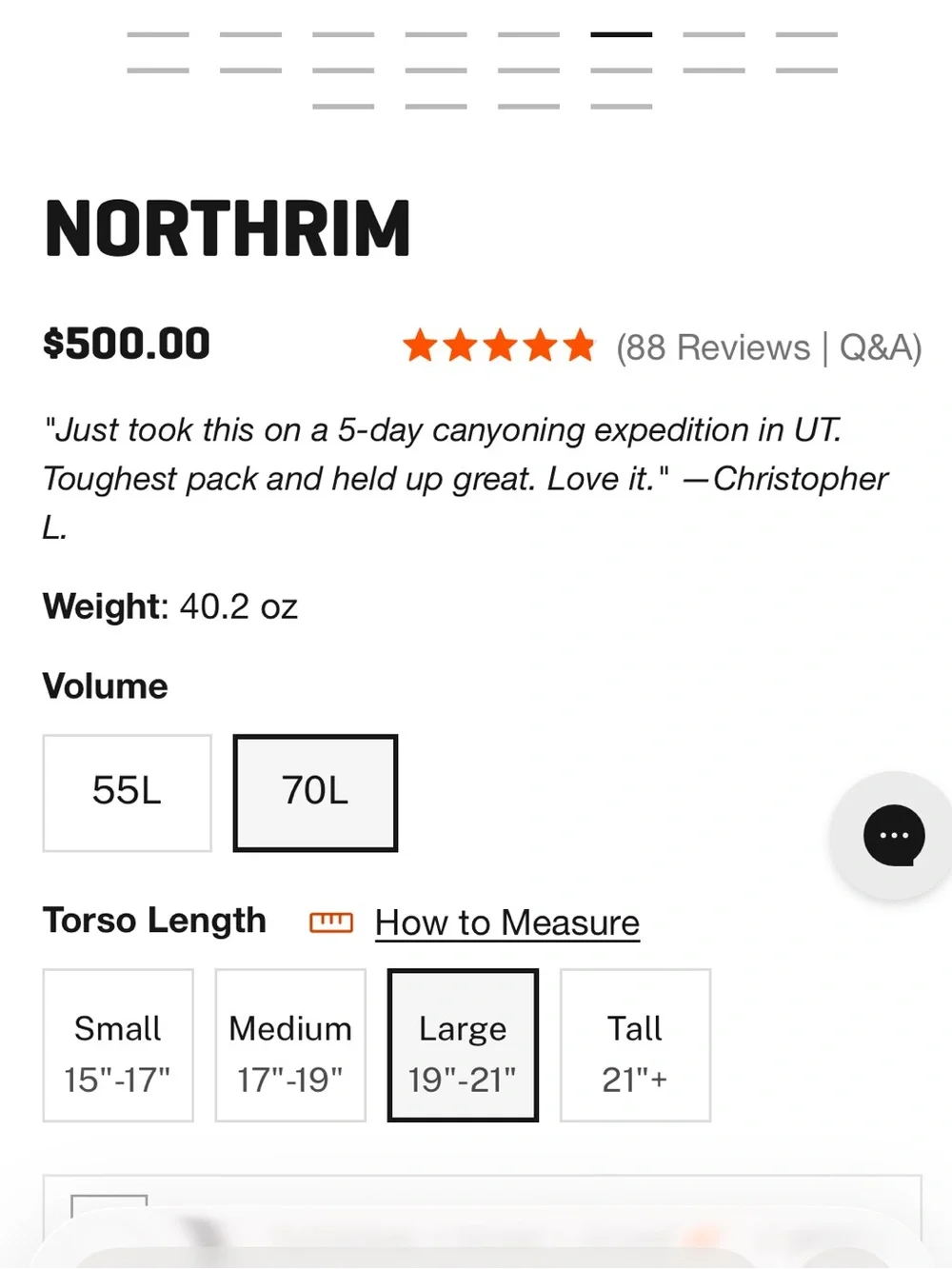 Hyperlite Northrim Backpack 70L Made in USA